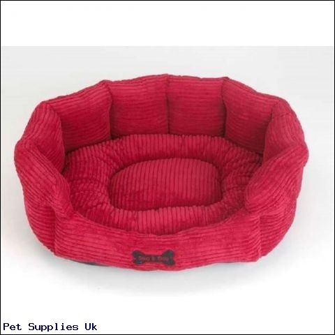 Snug and Cosy Red Cord Oval Dog Bed 21 inch