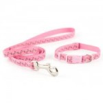 Ancol Paw & Bone Collar & Lead Set Pink