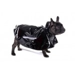 Black Shiny PVC Dog Poncho Cape Raincoat 20 inch