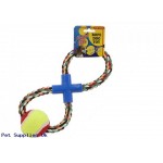 FIG OF 8 ROPE W/BALL DOG TOY  MULTICOLOURED