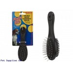 17CM DUAL HEAD PLASTIC PET  BRUSH ON TIE ON CARD