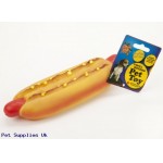 10" JUMBO SQUEAKER VINYL PET  TOY HOT DOG W/HANGTAG