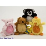 4 ASST CHUBBY SITTING PET TOY  W/SQUEAKER ON HANG CARD