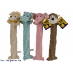 4 ASST SKINNY PLUSH ANIMAL  TOY W/SQUEAKER ON H/CARD