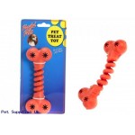 RUBBER STRETCHY DUMBBELL TREAT  TOY EACH PC ON TIE ON CARD